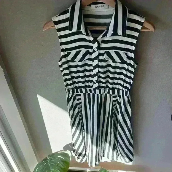 Do+Be Cotton Black and White Striped Dress- size S - Picture 5 of 12